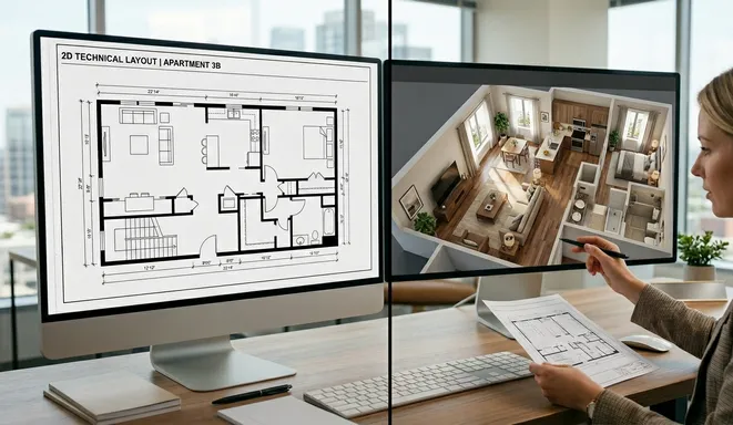 What is the Difference Between 2D and 3D real estate floor plans?